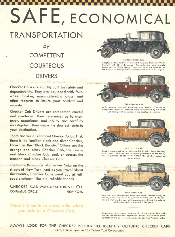 1930 Checker Cabs Flyer Page 2